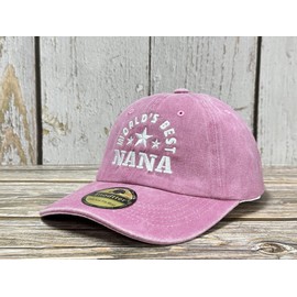 Enodtter World's Best Nana Hat for Women, Washed Pink Embroidered Baseball Cap Denim Cotton Hat, Gift for Christmas Birthday