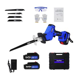 21V Cordless Reciprocating Saw Prunning Saw Wood Cutter Metal Cutting Tool Kit with 4pcs Wood & Metal Saw Blades,2x1.5Ah Battery,Charger,Gloves,Goggles,Case
