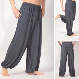 Men's Modal Lantern Yoga Pants - Thin, Loose, Plus Size for Summer Leisure (Middle-aged & Seniors) Tai Chi Plus Size (Weight 75-100kg)/Color 5ea