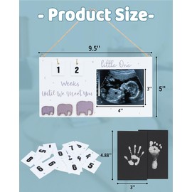 GOZINA Baby Scan Photo Frames with Baby Handprint and Footprint Kit Mum to Be Gifts Pregnancy Gifts for Mum Pregnancy Announcement Expecting Hangable Countdown Calendar for Pregnant Moms