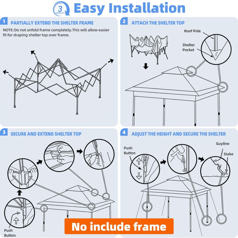 Replacement Canopy Cover for Yaheetech 13x13 Pop Up Gazebo Tent