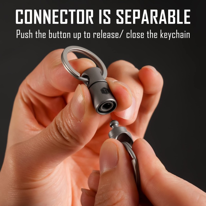 KeyUnity KA15 Titanium Key Ring, Connector, 360 Degree Rotation, Titanium