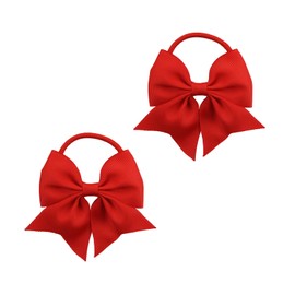 BOENBE LOVED Hair Ties with Bows for Baby Girls, 3 Inch Elastic Ponytail Holders Small Hair Ties Hair Accessories pairing (red.)