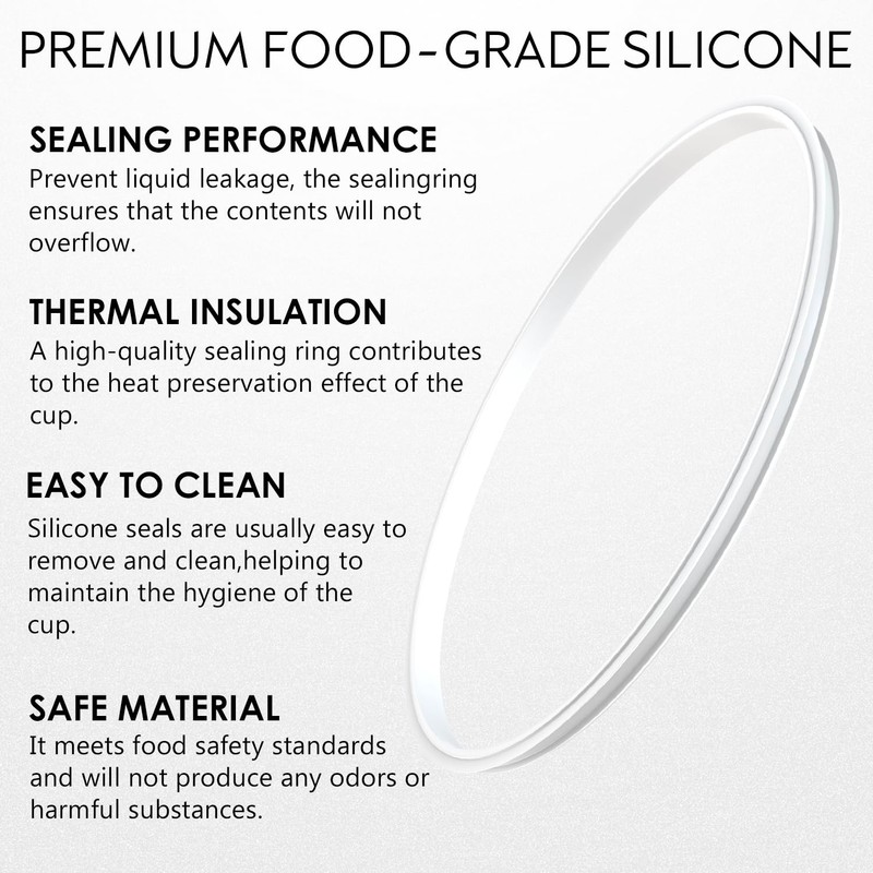 4 Pack - White Lid Gasket Rings for Insulated Stainless