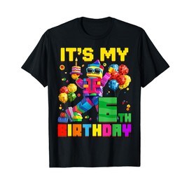 Its My 6th Sixth Birthday Building Brick 6 Years Old Boys T-Shirt