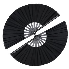 ZESTLASH 2 Pack 13 Inch Clack Popping Line Dancing Fans Boots on The Ground Large Foldable Clacking Hand Fan Make Sound for Dance Rave (Black)