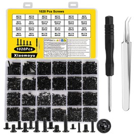 1020 Pcs Laptop Screws Set, M1.4 M1.7 M2 M2.5 M3 Small Flat Head Screws for Repair Universal Notebook PC Computer Electronic Screwss, Assorted Screw Assortment, with Screwdriver, Tweezers
