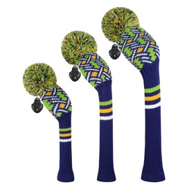 Knitted Pom Pom Golf Headwear Set for Driver Wood, Fairway and Utilities, Driver Headcases, Wooden Headcases, Other Club Headcovers