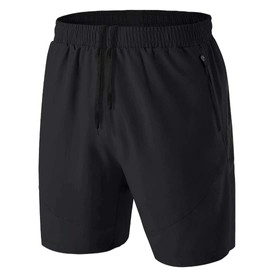 Men's Sports Shorts, Quick-Drying Sports Shorts, Lightweight with Zip Pockets - black, size: xl