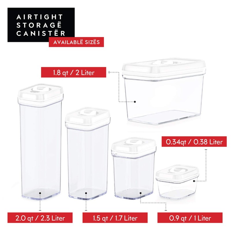 DWËLLZA KITCHEN Airtight Food Storage Containers with White Lids 2L