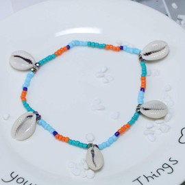 Yienate Boho Anklets Bead Shell Pendant Summer Barefoot Beach Anklet Foot Jewelry for Women and Girls