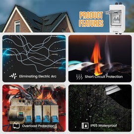 Pjerjzn Solar Panels Disconnect Switch 40A 1000VDC PV Shut Off Switch Outdoor Circuit Breaker Box IP65 Waterproof UV-Proof