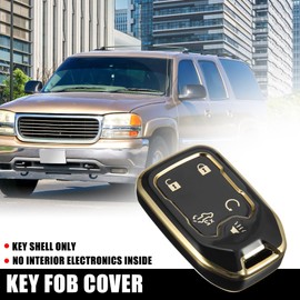 MACHSWON Car 1 Set 5 Button Car Key Fob Cover Remote Key Fob Case with Keychain Black for Chevy Silverado 2019-2022 for GMC Sierra 1500 2500HD 3500HD 2019-2022