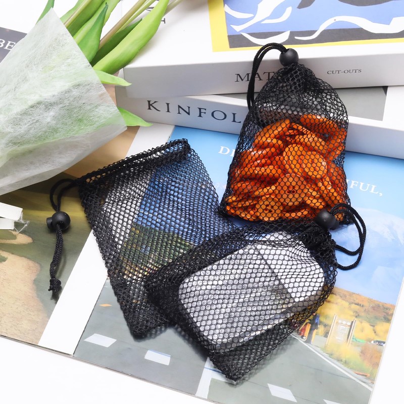 Funstreet 12 Pcs 6x4 Inch Mesh Drawstring Bags with Cord