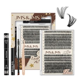 JMS&JMS Kit De Extensiones De Pestañas Diy, Kit De Grupos De Pestañas Individuales 40D + 50D, Rizo D, 280 Unidades, Bandas Finas, Pinzas Para Sellar Y Unir Pestañas, Fácil De Aplicar.