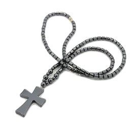 LZD Hematite Cross Pendant Necklace Screw Black 24.6" Z561
