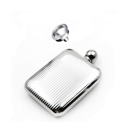 iSavage 6oz Rectangle Hip Flask with Engraved Vertical Grain Mirror Finished and a Funnel 18/8 Stainless Steel-YM110