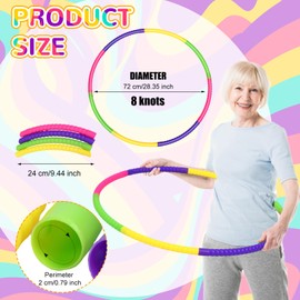 Sratte 8 Pcs Color Hoop Detachable Adjustable Hoop Exercise Ring Plastic Toys for Teens Games Gymnastics Dog Agility Equipment Party Decor, 4 Colors (24 Inch)
