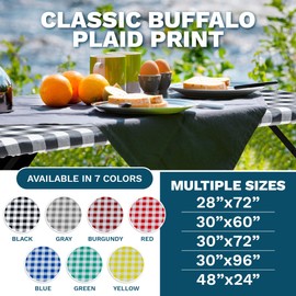 Sorfey Tablecover -Fitted with Elastic, Vinyl with Flannel Back, Fits for Table 48"x 24" Rectangle,Water Proof, Easy to Clean, Checked Gray Design