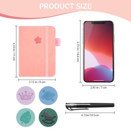 5 Pcs Pocket Notebooks, Mini Diary Notepad Memo Book, Small Journal with 5 Black Pens, Portable Note Book with Pen Holder for School Office Supplies, Kawaii Notebook for Girls Women Gifts