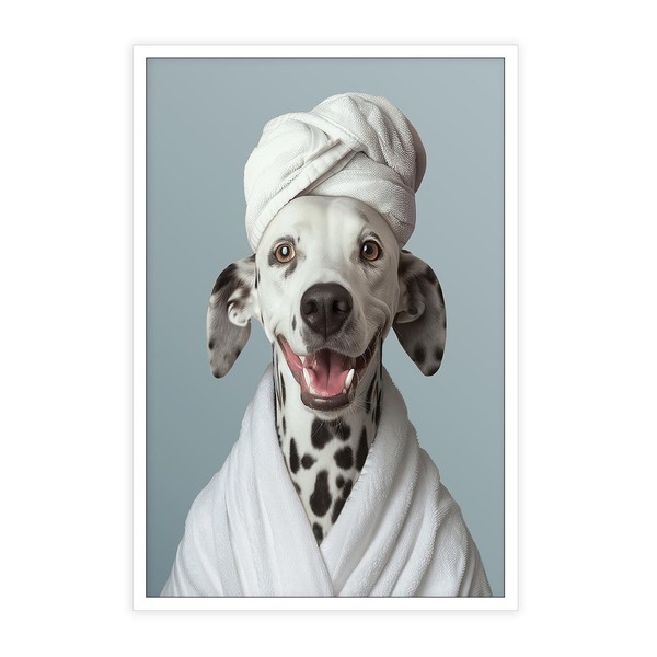Generic Funny Dalmatian Dog Bathrobe Wall Art Canvas Prints 12x16in