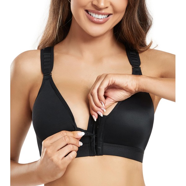 DotVol Women's Non-Wired Post-Operative Bra, Front Closure, Strong Hold Bra,