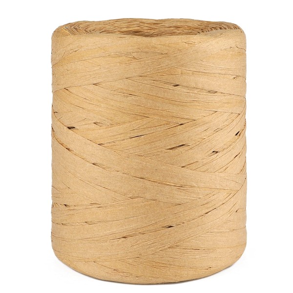 jijAcraft 200 m Raffia Paper Ribbon, Natural Paper Ribbons, Raffia