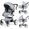 Costway 2-in-1 Foldable High Landscape Infant Stroller W/ Diaper Bag