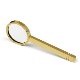 SHOP AWARDS AND GIFTS Handheld Round Magnifying Glass, Solid Brass, Portable, Gold Color, Boxed, 6 Inch, Plain