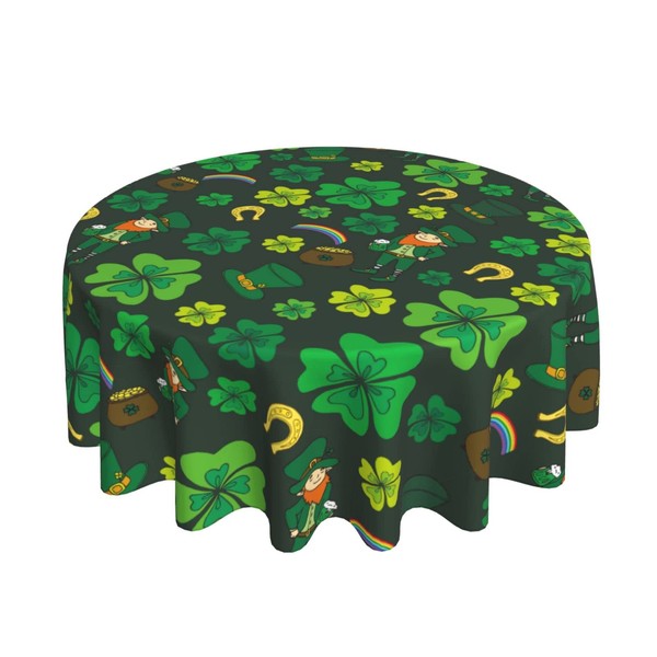 DaLizA St.Patrick's Day Round Tablecloth 70 Inch Green Leprechaun with