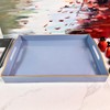 Umisriro Blue Serving Tray with Handles, Plastic Decorative Tray for