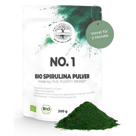 The Purity Brand Organic Spirulina Powder 300 g - Dietary Supplement with High Protein Content & Vitamin B12 - Natural Source for Iron - Vegan