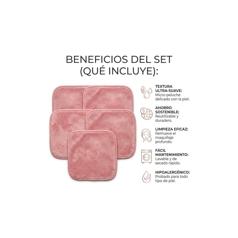 Paños Desmaquillantes Reutilizables, Almohadillas de Microfibra para Limpieza Facial Profunda,