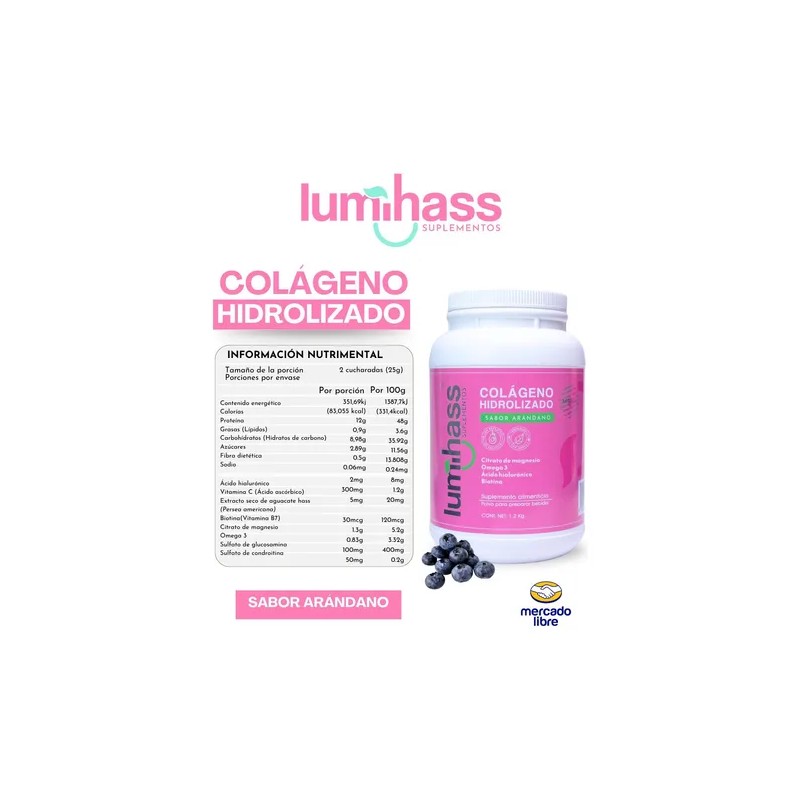 Colágeno Lumihass 3 Botes Sabor Arándano | Omega 3 +