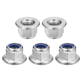 sourcing map M6x1mm Flange Nylon Insert Lock Nuts, 15Pcs 304 Stainless Steel Metric Hex Lock Nuts Self Locking Nuts for Industrial Construction Fasteners, Silver