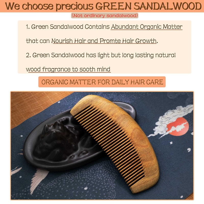 Moreinday Wooden Comb for Men, Wooden Beard Comb, Fine Tooth