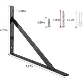 Acrux7 White Shelf Brackets 8 x 5 Inch, 4 Pack Shelf Support Angle Brackets for Shelves - L Brackets Heavy Duty Floating Shelf Brackets Metal Shelf Brackets