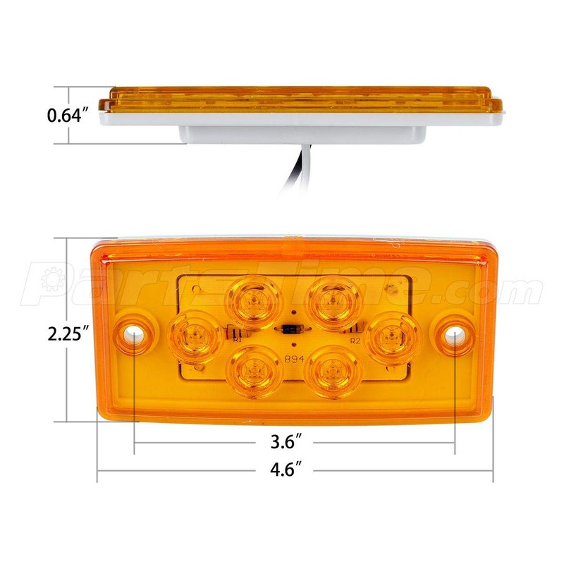 Partsam 6LED Amber Cab Marker Lights - Waterproof Roof Mount