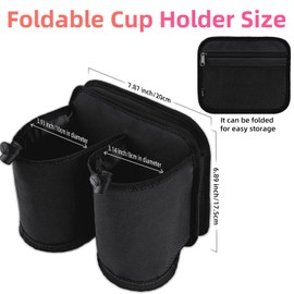 WALNEW Luggage Travel Drink Holder, Hands-Free Drink Caddy Attachment, Drink Carrier for Drinks, Coffee Cups, Fits Rolling Suitcase Handles, Travel Accessories, Black