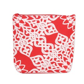 NOVICA Handmade Cotton Cosmetics Bag from India Ivory 'Candy Apple'