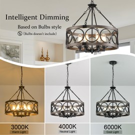 SHIANDAR Rustic Chandeliers Farmhouse Chandelier Lighting for Dining Room,6-Light Close to Ceiling Lighting for Entryway Kitchen Island Foyer, Vintage Farmhouse Chandelier Lighting Fixture