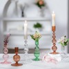 Hewory Glass Candlestick Holders Set: 3PCS Green Candle Holder Taper