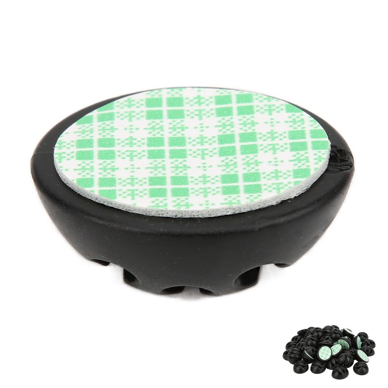 50pcs Cable Clip 3 Hole Silica Gel AntiCorrosion Black Adhesive