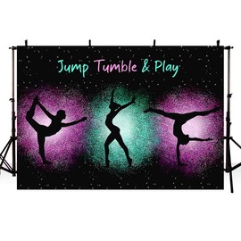MEHOFOND 7x5ft Girls Gymnastics Backdrop Flip Tumble Jump And Play Photography Background Children Birthday Party Decoration Banner Studio Supplies