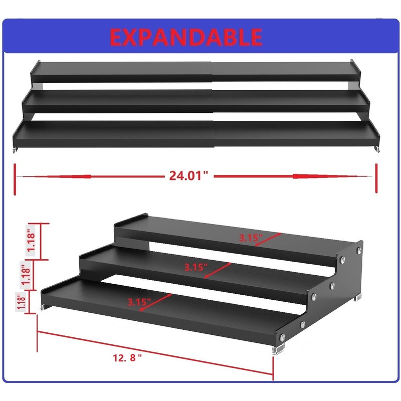 Jojocross Spice Rack Organizer for Cabinet, 3 Tier Expandable Spices