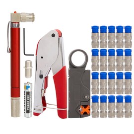 DUTEGAO Coaxial Cable Crimper Kit,20PCS rg6 F Cable Connectors,Coax Cable Tester,rg6 rg59 Compression Tool,Coax Toner,Coaxial Cable Tester,Coax Wire Stripper