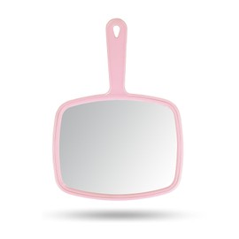 Gladmart Hand Mirror Salon Barber Hairdressing Handheld Mirror with Handle (Square Pink 7.4 x 10.3 inches)