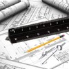 HosDen 30cm Triangular Ruler Metric Architect Matrix Ruler Solid Black