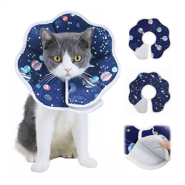 SilverChry Halskrause Katze Weich, Katzen Halskragen, Klettverschluss-Design, Katzen Schutzkragen Wasserdicht