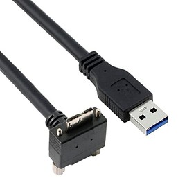 CY Cable Micro USB3.0 Dual Screws Locking to USB3.0 Data 5Gbps Power Cable 90 Degree Down Angled Type for VR Industrial Camera Computer (5.0m)